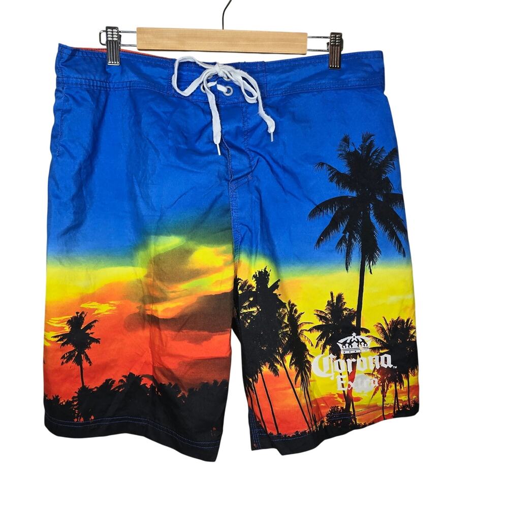 Men's Corona Extra Beer Palm Trees Swim Trunks Size XL